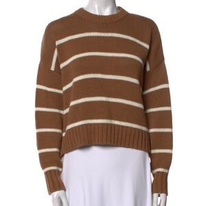 Jenni Kayne Chloe Crewneck Sweater in Brown and White Stripes